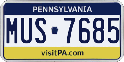 PA license plate MUS7685