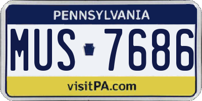 PA license plate MUS7686