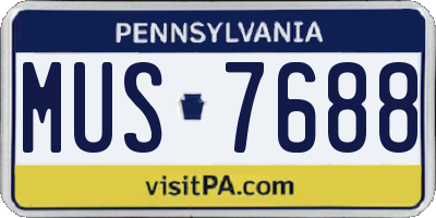 PA license plate MUS7688