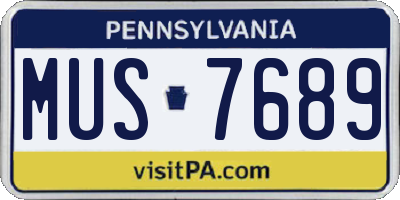 PA license plate MUS7689