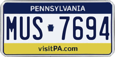 PA license plate MUS7694