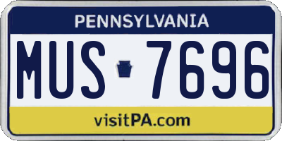 PA license plate MUS7696