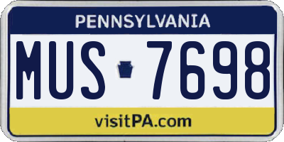 PA license plate MUS7698