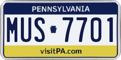 PA license plate MUS7701