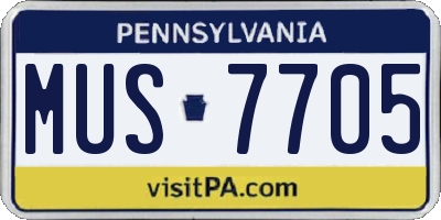 PA license plate MUS7705