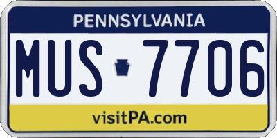 PA license plate MUS7706