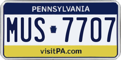 PA license plate MUS7707