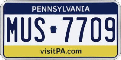 PA license plate MUS7709