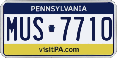 PA license plate MUS7710