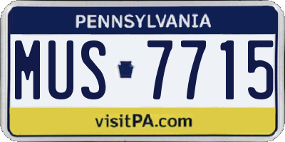 PA license plate MUS7715