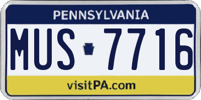 PA license plate MUS7716