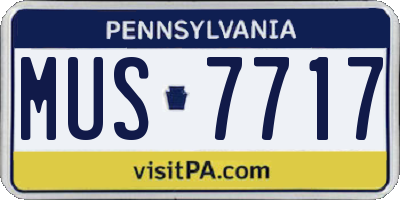 PA license plate MUS7717