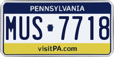 PA license plate MUS7718