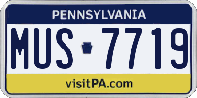 PA license plate MUS7719