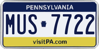 PA license plate MUS7722