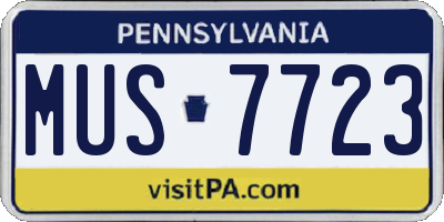 PA license plate MUS7723