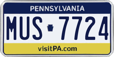 PA license plate MUS7724