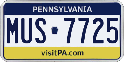 PA license plate MUS7725
