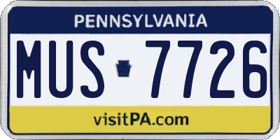 PA license plate MUS7726
