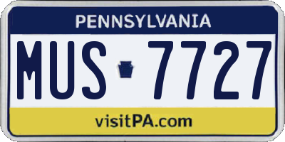 PA license plate MUS7727