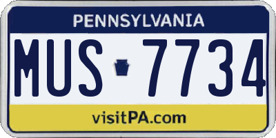 PA license plate MUS7734