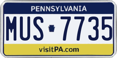 PA license plate MUS7735