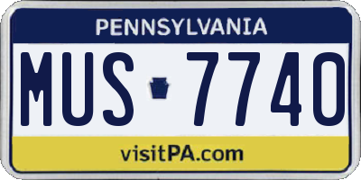 PA license plate MUS7740