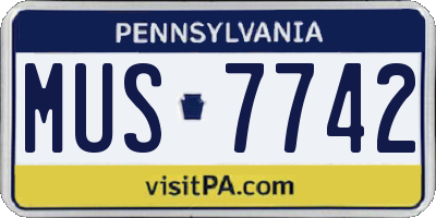 PA license plate MUS7742