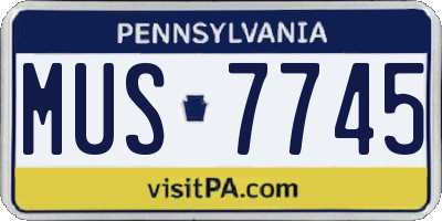 PA license plate MUS7745