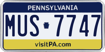 PA license plate MUS7747