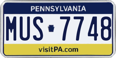PA license plate MUS7748