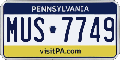 PA license plate MUS7749