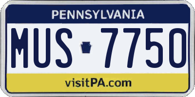 PA license plate MUS7750