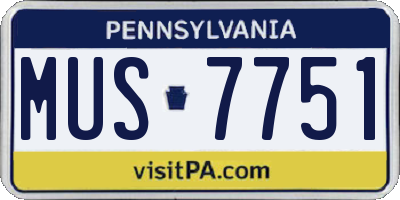 PA license plate MUS7751