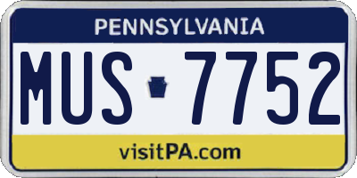 PA license plate MUS7752