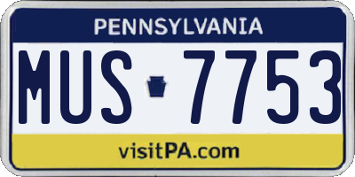 PA license plate MUS7753