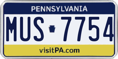 PA license plate MUS7754