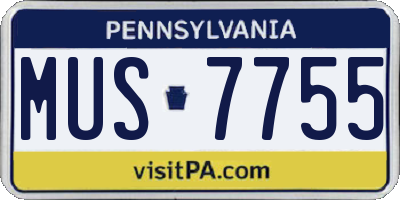 PA license plate MUS7755