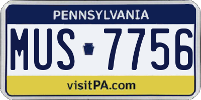 PA license plate MUS7756