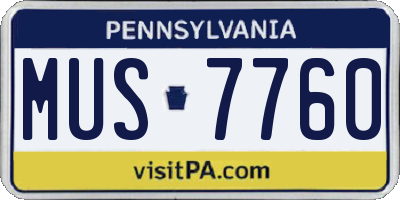 PA license plate MUS7760