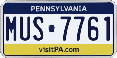 PA license plate MUS7761