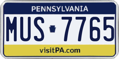 PA license plate MUS7765