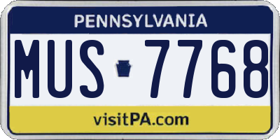 PA license plate MUS7768