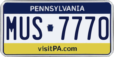 PA license plate MUS7770