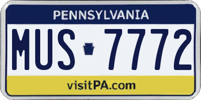 PA license plate MUS7772