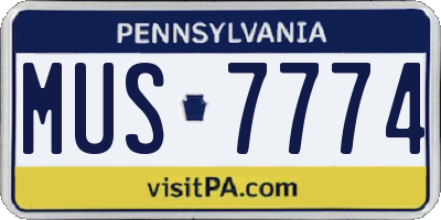 PA license plate MUS7774