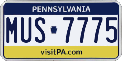 PA license plate MUS7775