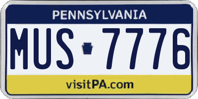PA license plate MUS7776