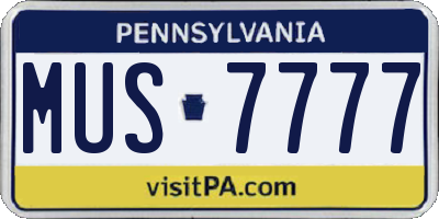 PA license plate MUS7777