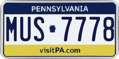 PA license plate MUS7778